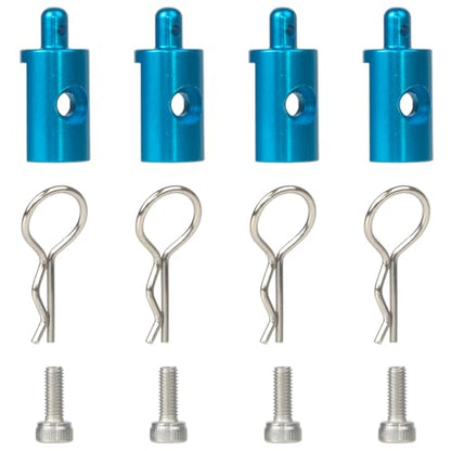 4Pcs Aluminum Body Mounts Body Shell Posts for 1/12 Scale Tamiya CW-01 Chassis Lunch Box Midnight Pumpkin Upgrades Parts (Blue) - color: Blue