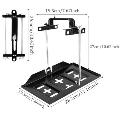 Battery Hold Down Tray Kit Metal Battery Tray Holder with Adjustable Bracket Clamp for Cars Boats Marine - size: 10.63-inch Bolt with 11-inch Battery Tray