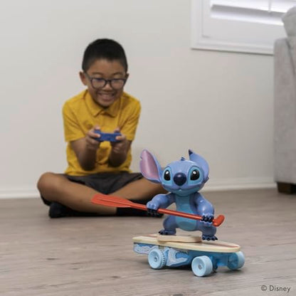 Jada Radio Control Stitch with Surfboard - 2.4 GHz - Straight Forward and Reverse Curve - 1 Channel - Integrated Figure - for Children from 3 Years - 25 cm - (253074009)