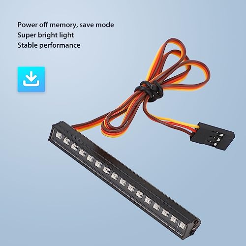 RC Bar Roof LED Lamp Kit, 16 LED RGB RC Light Bar Spotlight Headlights 8 Lighting Effects Roof Lights RC Light Upgrade Parts 1/18 RC Crawler Car Upgrade Parts for Traxxas
