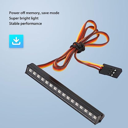 RC Bar Roof LED Lamp Kit, 16 LED RGB RC Light Bar Spotlight Headlights 8 Lighting Effects Roof Lights RC Light Upgrade Parts 1/18 RC Crawler Car Upgrade Parts for Traxxas