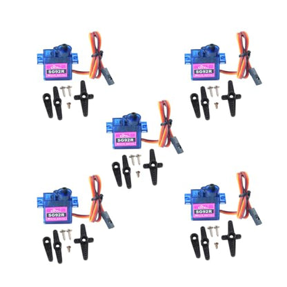 SG92R 9g Micro Servo Motor 180 Degree Controllable Angle for RC Remote Control Aircraft Model,180 Degree When PWM 500-2500usec,90 Degree When PWM 1000-2000usec,Pack of 5PCS - style: 180 degree