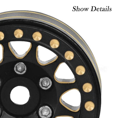 RC Full Brass 1.0in Beadlock RC Wheel Rim Upgrades Part for 1/18 1/24 Trx4m Axial SCX24 RC Crawler,4pcs Metal Wheel Hub Rim Hops UP