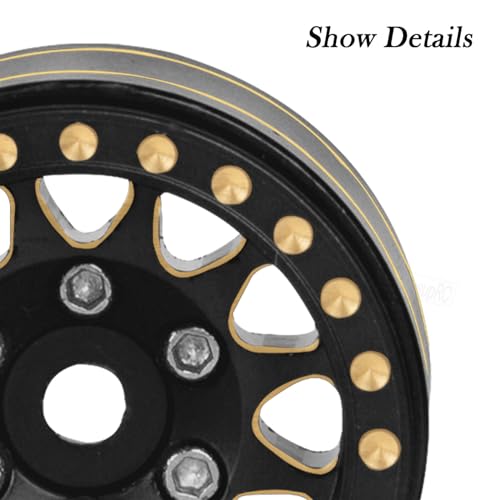 RC Full Brass 1.0in Beadlock RC Wheel Rim Upgrades Part for 1/18 1/24 Trx4m Axial SCX24 RC Crawler,4pcs Metal Wheel Hub Rim Hops UP