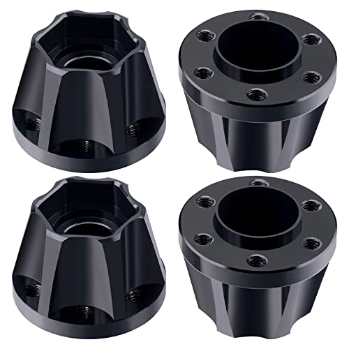 DJX 4pcs 12mm Hex Aluminum 1.9" or 2.2" Wheel Hub Extension Adapter for 1/10 RC Crawler Axial SCX10 TRX4 D90 (15mm Extension) - size: 15mm Extension Adapter