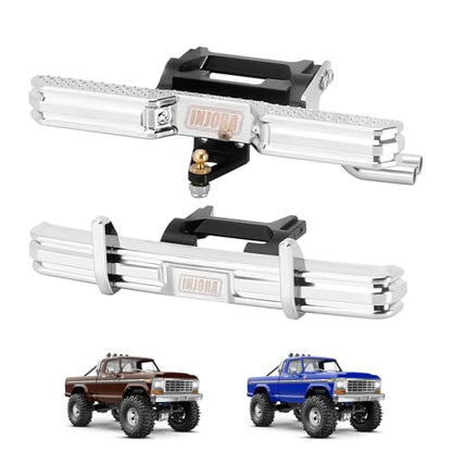INJORA CNC Aluminum Bumper with Dual Exhaust for 1/18 TRX4M High Trail F150 - size: Front&Rear