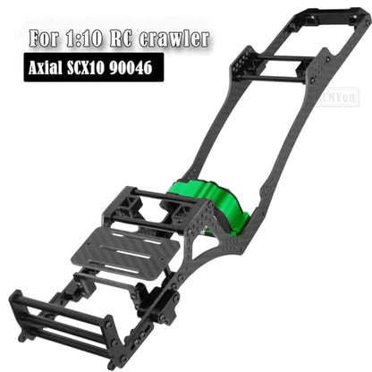 RC Carbon Fiber Frame Chassis w/Gearboxes Upgrades Part for 1/10 SCX10 SCX10 II 90046 90047 RC Crawler Car,Green - color: Green - Parts