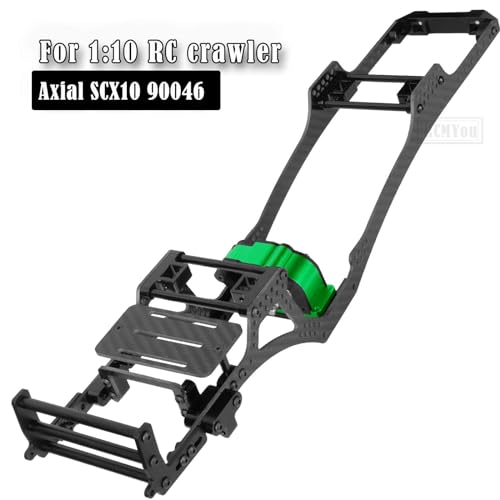 RC Carbon Fiber Frame Chassis w/Gearboxes Upgrades Part for 1/10 SCX10 SCX10 II 90046 90047 RC Crawler Car,Green - color: Green - Parts