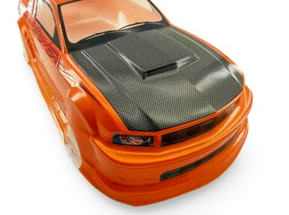 Preprinted PVC Body Shell for 1/10 On Road Racing Drift Car, No Cut, 1:10 Scale (Ford Mustang, Yellow) - style: Ford Mustang, Yellow