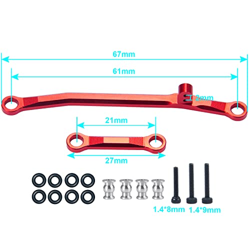 1/24th Aluminium Steering Rod Tie Links RC Upgrade Steering Linkage Set for Axial SCX24 AXI90081 Deadbolt AXI00001 AXI00002 AXI00005 AXI00006 Crawler Car (Red) - color: Red