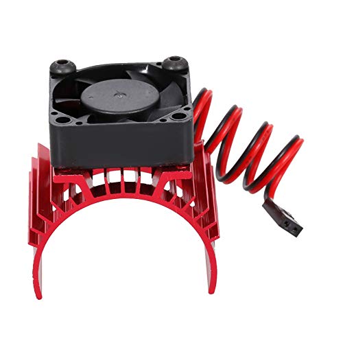GoolRC Aluminum Alloy Motor Heatsink Cover with Cooling Fan for 3650 Brushless Motor Compatible with WLtoys A959-B A979-B 144001 124019 1/12 /14 RC Car (Red)