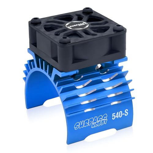 Surpass Hobby RC Cooling Fan,28000RPM Alluminum Motor Fan with Heatsink for RC Car 1/8 1/10 Scale 540 550 3650 3660 3670 Motor (Black Blue) - style: Blue-single Fan for 36mm Motor