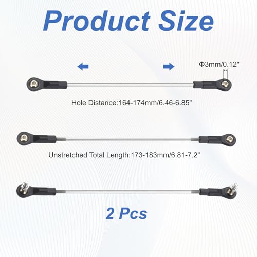 MECCANIXITY 2Pcs Adjustable Turnbuckles Camber Link, 164-174mm Turnbuckle Rod Steering Servo Linkage with M3 Ball Head Rod Ends for RC Car Replace Parts - size: 164-174mm