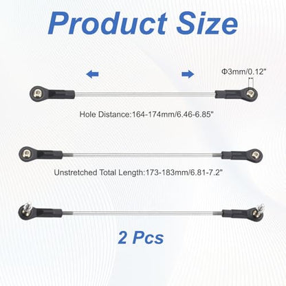 MECCANIXITY 2Pcs Adjustable Turnbuckles Camber Link, 164-174mm Turnbuckle Rod Steering Servo Linkage with M3 Ball Head Rod Ends for RC Car Replace Parts - size: 164-174mm