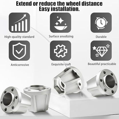 RC 18mm Metal Wheel Hex Hubs Extension Combiner Compatible with 1.9/2.2in Beadlock Wheel Rim Traxxas TRX4 SCX10 Axial Wraith Gen7 Gen8 D90 CC01 1/10 RC Crawler, 4 Pcs - color: Silver, size: 18mm