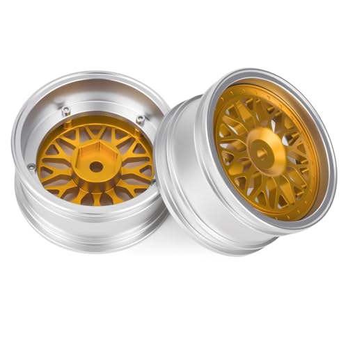 4pcs RC 1/10 Aluminum On Road Wheel Rims Hex 12mm Adjustable Offset for 1:10 RC On Road Drift Touring Street Car (Silver & Gold) - color: Silver & Gold