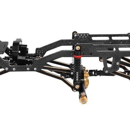 LCG 6x6 8×8 Carbon Fiber Chassis Frame with Metal Axles for 1/24 RC Crawler Car Axial SCX24 Refit Kit (6x6 Black) - color: 6x6 Black