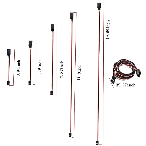 55Pcs 6Sizes Male to Female 3 Pin Servo Extension Wire Cable Compatible for Futaba JR RC Servo Extension Connection Control Parts