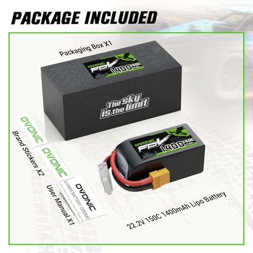 OVONIC 22.2V 150C 1400mAh 6S Lipo Battery with XT60 Plug
