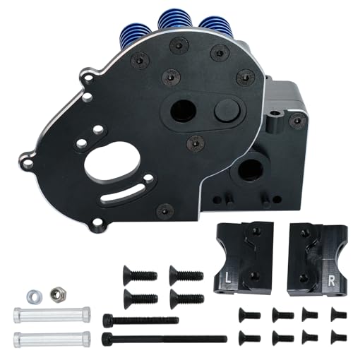 Aluminum Transmission Case Gearbox with Aluminum Motor Plate and Arm Mounts Upgrade Parts for Traxxas Slash 2WD Rustler Stampede Bandit,Replace 3691