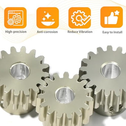 3PCS 0.6M Pinion Gear Set 15T 16T 17T, 7075 Aluminum Alloy 0.6 Mod RC Gears with 3.175mm Bore for 540 550 Brushed Brushless Motors, Fits for 1/10 Tamiya Redcat HSP HPI RC Cars - size: 15 16 17T
