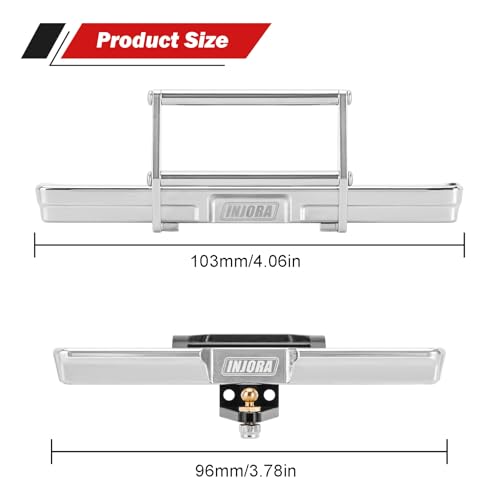 INJORA Front and Rear CNC Aluminum Bumper for 1/18 TRX4M High Trail K10 - size: Front&Rear