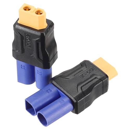 MECCANIXITY 2 Pack XT60 Adapter, XT60 Female to EC5 Male Wireless Adapter, XT60 Connectors Wireless for RC Lipo Batteries, Car, Airplane, Models, Balance Charger - style: XT60 Female to EC5 Male