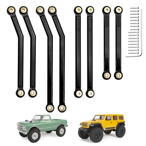 High Clearance Steering Links Set for Axial SCX24 C10 AXI00001 Wrangler JLU AXI00002, 8PCS (Black) - color: Black
