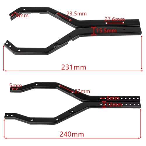 for Axial for SCX10 III for Gladiator for Wrangler 1/10 Heavy Duty Wheelbase Adjustable Metal for Chassis Frame Rail Set RC Crawler Upgrade Part RC Car Upgrade Part(Black) - size: Black