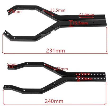 for Axial for SCX10 III for Gladiator for Wrangler 1/10 Heavy Duty Wheelbase Adjustable Metal for Chassis Frame Rail Set RC Crawler Upgrade Part RC Car Upgrade Part(Black) - size: Black