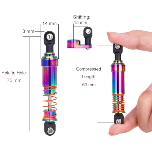 1/10 RC Shock Oil Dampers kit with Offset Cap for 1/10 SCX10 TRX4 Capra Axial Tamiya LCG Cheater Rigs VS4-10 D90 90046 RC Crawler Car (75mm) - size: 75mm