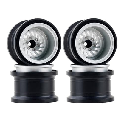 DJX TRX4MT Wheel Rims Aluminum Deep Dish Wheels for 1/18 Traxxas TRX-4MT F-150 K10 RC Monster Truck Upgrade Parts(Silver) - color: Silver