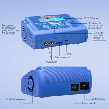 B6AC 80W Lipo Balance Charger 6A Discharger for 1S-6S LiPo Life Li-ion RC Battery