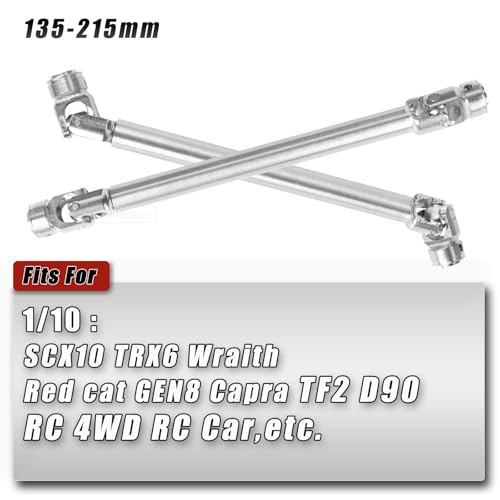 Universal Drive Shaft Upgrades Part for 1/10 SCX10 II Red cat D90 Gen7/Pro GEN8 RC 4WD,Harden Steel #45 RC Driveshafts(135-215MM),2PCS,Silver - size: 135-215mm(2pcs-silver)