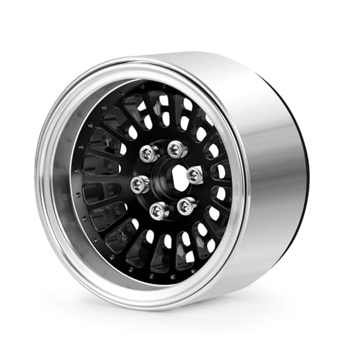 2.2" Beadlock Wheels RC Aluminum Rims for AXIAL Wraith RR10 TRX4 SCX10 Redcat Gen8 1/10th RC Crawler Truck Car (Black) - color: Black