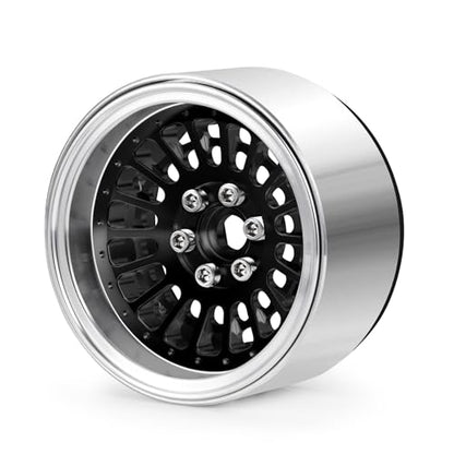 2.2" Beadlock Wheels RC Aluminum Rims for AXIAL Wraith RR10 TRX4 SCX10 Redcat Gen8 1/10th RC Crawler Truck Car (Black) - color: Black