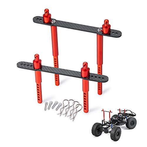 Que-T Metal Front Rear Body Mount for 1/10 Axial SCX10 II 90046 90047 (Red) - color: Red