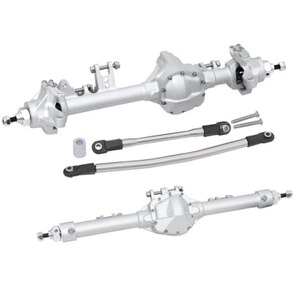 CNC Aluminum Front Rear Straight Axle for 1/10 RC Crawler Axial SCX10 II Vanquish VS4-10 Chassis (Silver) - color: Silver