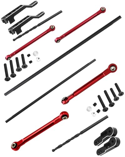 Aluminum Front & Rear Torsional Sway Bar Set Upgrades Part for 1/7 Unlimited Desert Racer RC Car,Alloy Front Rear Sway Bar Upgrades Part,Red