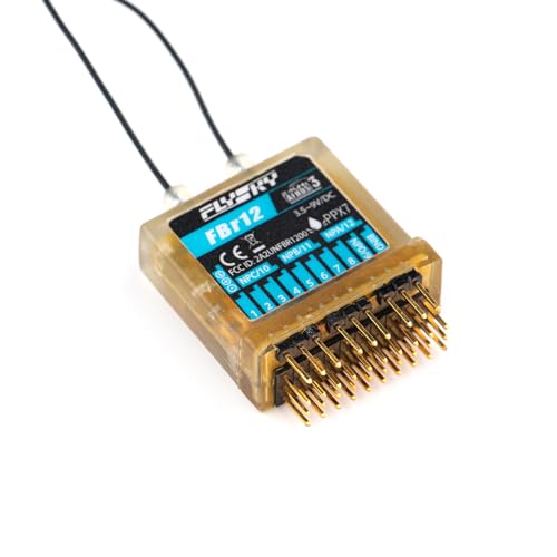 GoolRC Flysky FBr12 Receiver, 2.4GHz 12CH Waterproof Receiver AFHDS3 Dual Antennas Compatible with Flysky EL18 PL18 NB4 NB4 Pro NB4+ Radio Transmitter for RC Car and Boat
