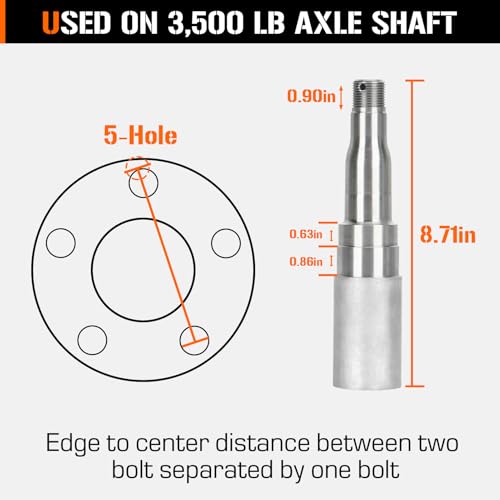 Aeagle 2 Sets 5 on 4.5" Bolt Circle Trailer Hub 5 Lug Idler Hub Kits for 3,500lbs 1-1/16'' to 1-3/8'' Tapered Axle, Replacement for L68149 L44649 Inner & Outer Cone Bearings