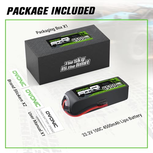 OVONIC 22.2V 100C 4500mAh 6S Lipo Battery with AS150-XT90 Plug for RC Car Boat Truck Helicopter Airplane Racing Models [Notice: XT90 Plug Conversion Cable to Be Purchased Separately]