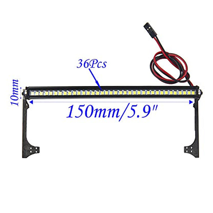 5.9" RC 36Led LED Light Bar Roof LED Lamp Body Shell Roof Light Compatible with Traxxas TRX-4 SCX10 90046 D90 SCX10 II CC01 Redcat Gen7 1/10 RC Crawler Car Truck (Wrangler Bracket) - style: Wrangler Bracket