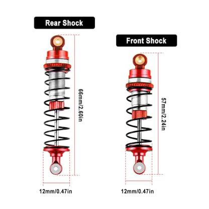 GLOBACT RC Shocks for LOSI 1/16 Mini-B 1/18 Mini-T 2.0 LOS314004 (Red) - color: Red