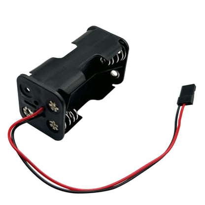 2Set On/Off Power Switch Battery Receiver & 4 Cell AA Battery Container Case Holder Pack Box with JR Plug Compatible with HSP Redcat Axial Traxxas 1/8 1/10 1/16 RC Power Car Crawler Truck