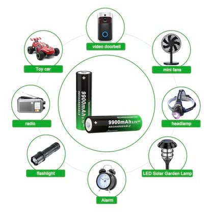 Battery for 4 Pack 9900 mAh Battery Ni-MH Rechargeable, Button Top NiMH Batteries, High Capacity Battery for LED Flashlights, Mini Fans, Toys, Remote Control, Electronic Devices, RC Car, Doorbell