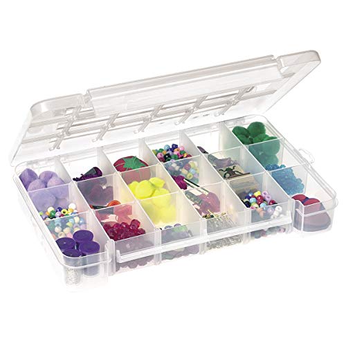 Akro-Mils 05905 Plastic Portable Parts Storage Case for Hardware and Crafts with Hinged Lid and 5 Adjustable Dividers, (14-3/8-Inch x 9-1/2-Inch x 2-1/2-Inch), Large, Clear - size: Large, style: 1-Pack