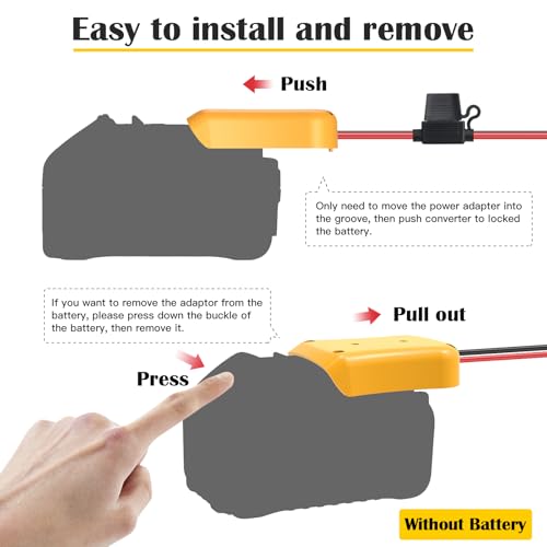 2 Packs Power Wheel Adapter for Dewalt 20V Battery Adapter Power Wheel Battery Converter Kit with Fuses & Wire Terminals, 12AWG Wire, Power Connector for DIY Rc Car Toys, Robotics and Rc Truck