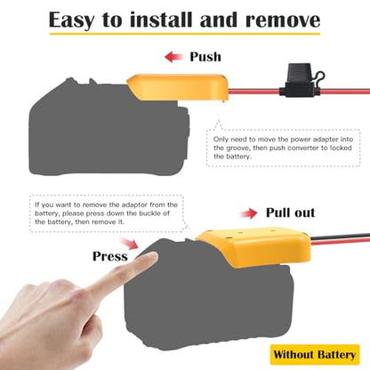 2 Packs Power Wheel Adapter for Dewalt 20V Battery Adapter Power Wheel Battery Converter Kit with Fuses & Wire Terminals, 12AWG Wire, Power Connector for DIY Rc Car Toys, Robotics and Rc Truck