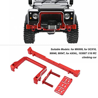 1/10 Scale RC Car Front Bumper Aluminum Alloy Anti Collision Bar with Winch Mount for SCX10 90046 90047 103007 RC Crawler Accessories (Red)